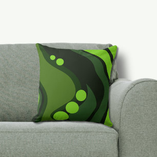 Abstract Green Organic Flowing Shapes Cushion