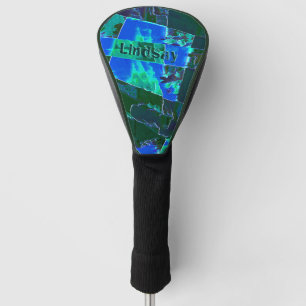Abstract green pasture parts and blue sky, notched golf head cover