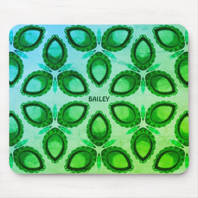 ~ Abstract Green Pattern ~ Personalized Mouse Pad (Front)