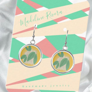 Abstract Green Peach Handmade Earring Display Card