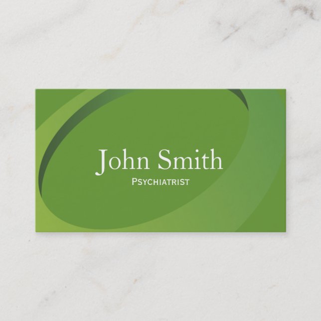 Abstract Green Psychiatrist Business Card (Front)
