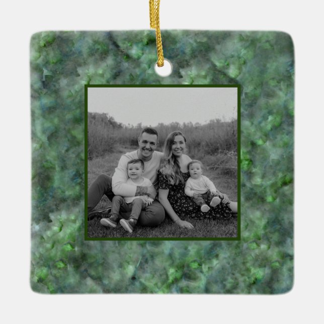 Abstract green quartz marble granite pattern   ceramic ornament (Front)