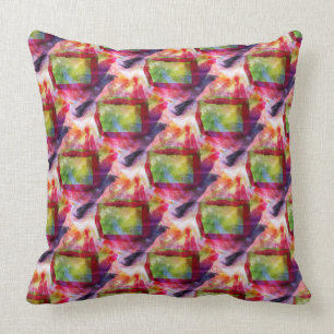 Abstract green, red wallpaper cushion