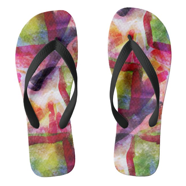Abstract green, red wallpaper jandals (Footbed)