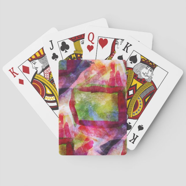 Abstract green, red wallpaper playing cards (Back)