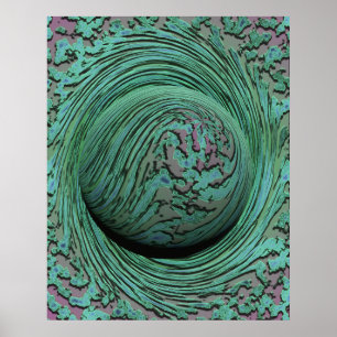 Abstract Green Swirl Cosmic Singularity Design Poster