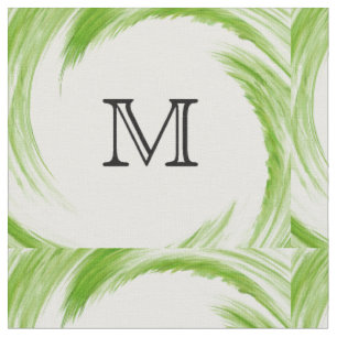 Abstract Green Swirl Monogram #2 Fabric
