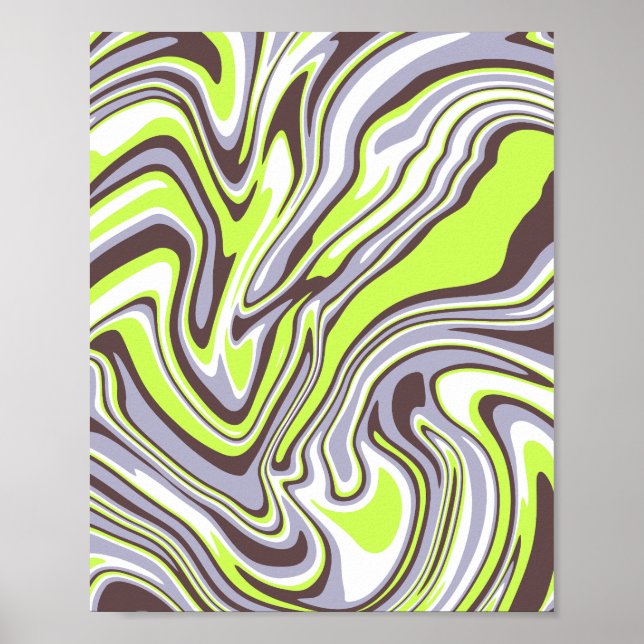 Abstract Green Swirl Pattern Poster (Front)