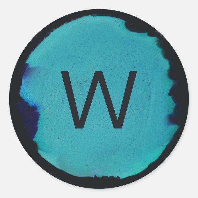 Abstract Green Teal Blue Monogram Sticker (Front)