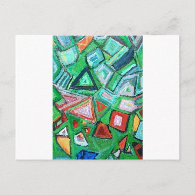 Abstract Green Toy Box (random pattern painting) Postcard (Front)