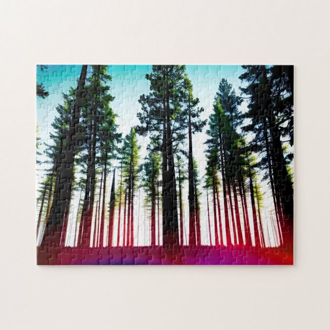 Abstract Green Trees Under Warm Sunlight Jigsaw Puzzle (Horizontal)