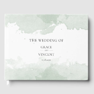 Abstract green watercolor wedding guest book