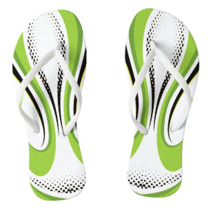 Abstract Green White and Black Curve Jandals