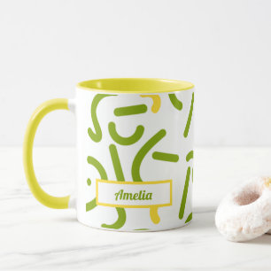 Abstract Green Yellow Lines Mug