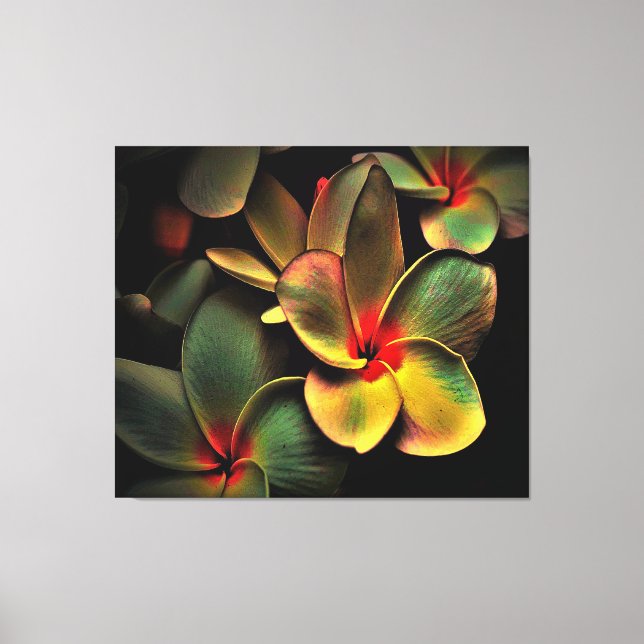 Abstract Green Yellow Red Fractal Art Flower Canvas Print (Front)
