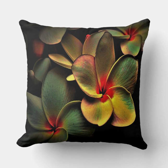 Abstract Green Yellow Red Fractal Art Flower Cushion (Front)