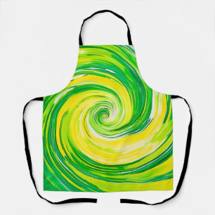 Abstract Green Yellow Spiral Art Apron