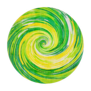 Abstract Green Yellow Spiral Art Cutting Board