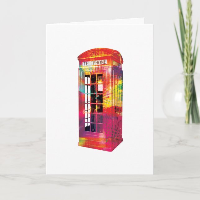 Abstract Greetings Card - British Telephone Box (Front)