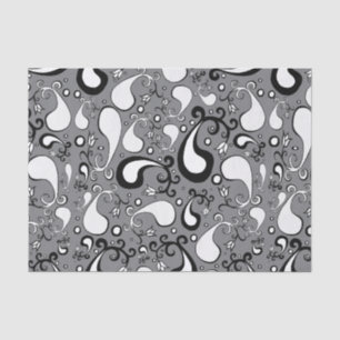 Abstract grey and white Tulip Paisley pattern Tissue Paper