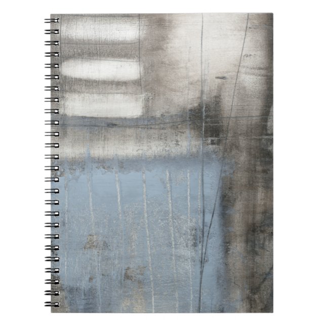 Abstract Grey & Blue Painting Spiral Notebook (Front)