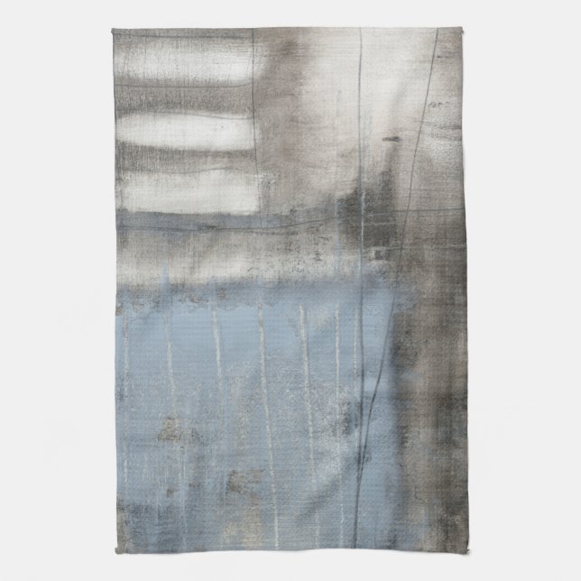Abstract Grey & Blue Painting Tea Towel (Vertical)