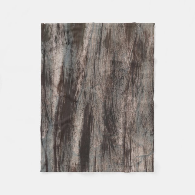 Abstract grey brown art fleece blanket (Front)