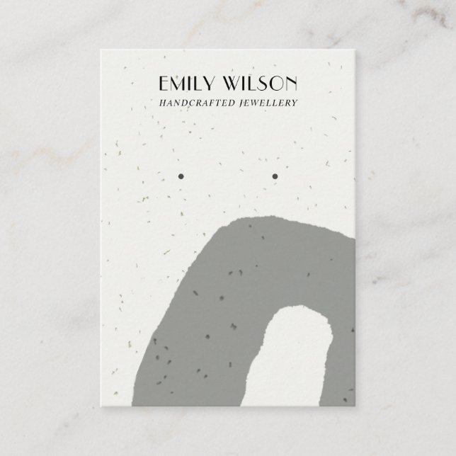 ABSTRACT GREY CERAMIC TEXTURE STUD EARRING DISPLAY BUSINESS CARD (Front)