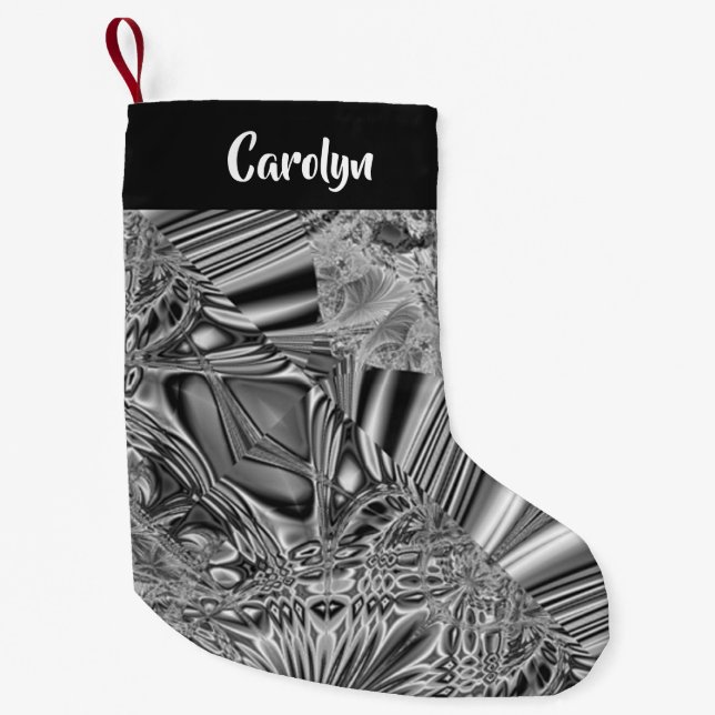 Abstract grey crystal  pattern small christmas stocking (Front)