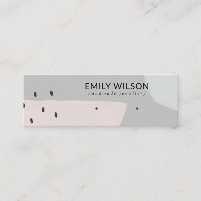 ABSTRACT GREY DUSKY PINK STUD EARRING DISPLAY MINI BUSINESS CARD (Front)