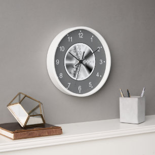 Abstract Grey Gradient Fractal Clock