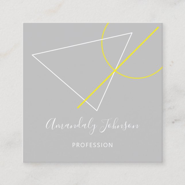 Abstract Grey Grey Geometry ARCHTECT DESIGNER Square Business Card (Front)