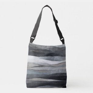 Abstract Grey Grey Waves Art Crossbody Bag