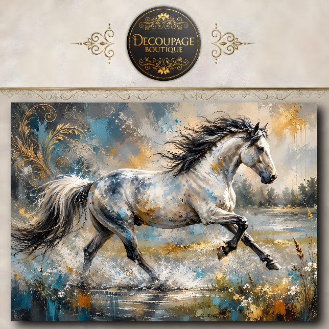 Abstract Grey Horse Painting Tissue Paper (Abstract Gray Horse Painting Tissue Paper)