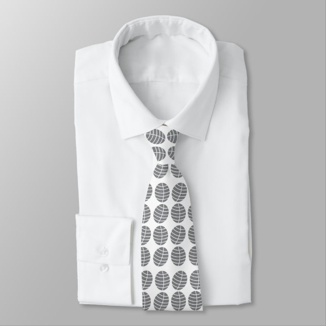 Abstract Grey Leaves Pattern Tie (Tied)