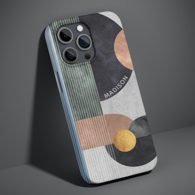 Abstract Grey Marble Rose Gold Personalised Name Case-Mate iPhone Case (Creator Uploaded)
