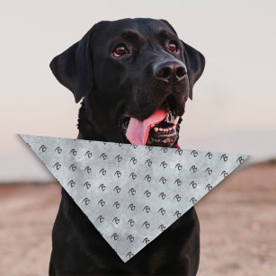 Abstract Grey Pet Dog Monogram Pattern Bandana