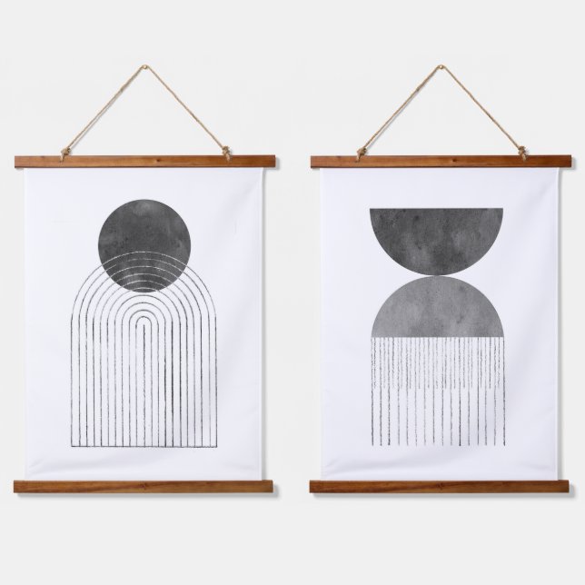 Abstract grey shapes hanging tapestry (Double)