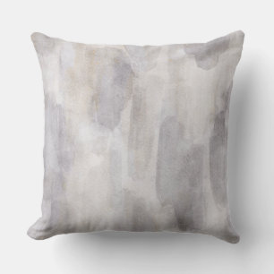 Abstract Grey & Tan Watercolor Cushion
