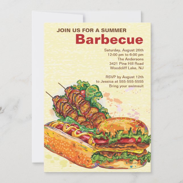 Abstract Grilling Summer Barbecue Party Invitation (Front)