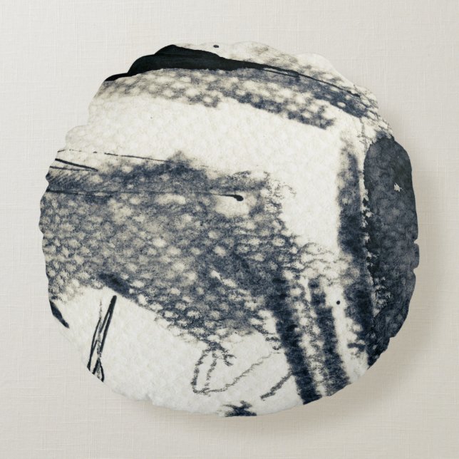 Abstract grunge background, ink texture. 3 round cushion (Front)