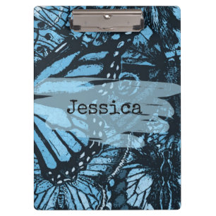 Abstract Grunge Blue Butterfly Art Personalized Clipboard