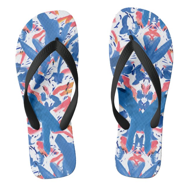 Abstract Grunge Floral Pattern  Jandals (Footbed)
