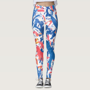 Abstract Grunge Floral Pattern Leggings
