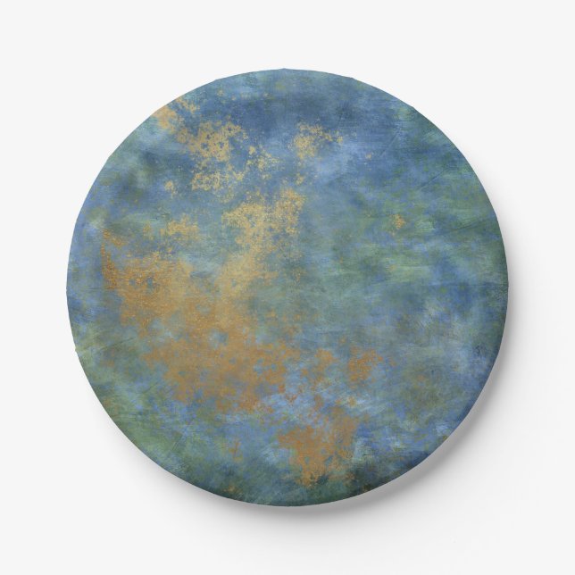 Abstract grunge gold textures paper plate (Front)