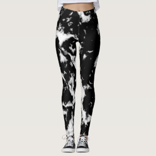 Abstract Grunge Marble - Black and White Collectio Leggings