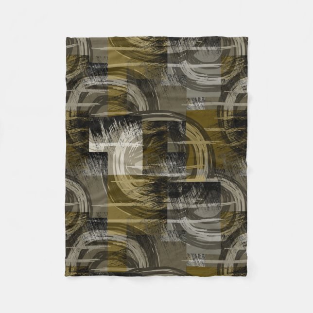 Abstract grunge, monochrome brown fleece blanket (Front)