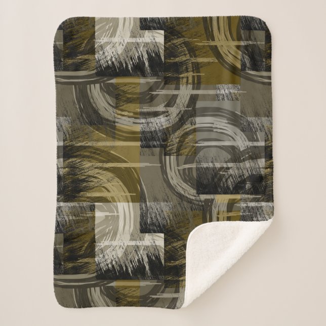 Abstract grunge, monochrome brown sherpa blanket (Front)