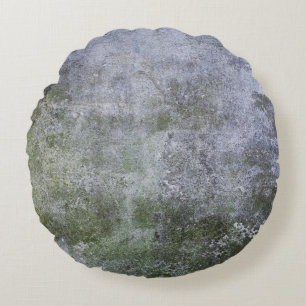 Abstract Grunge Moss Covered Concrete Wall Texture Round Cushion