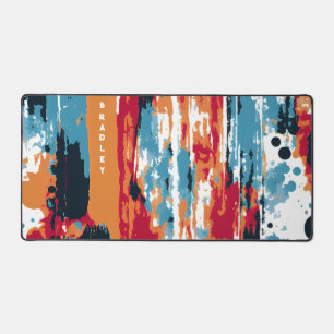 Abstract Grunge Paint Modern Personalised Name Desk Mat